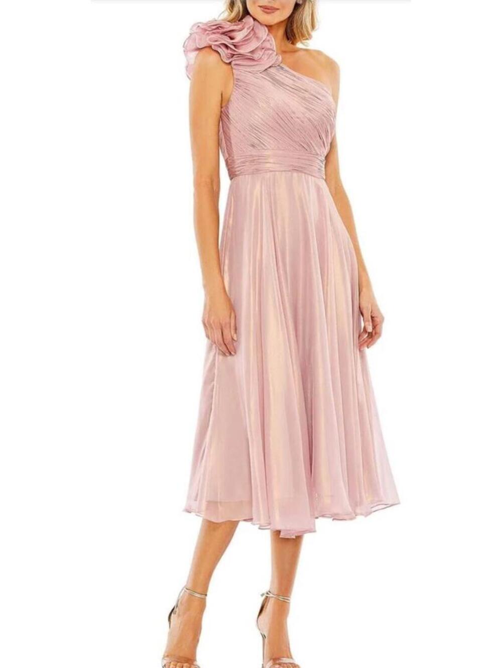 New Mac Duggal ROSETTE ONE SHOULDER Floral Appliqued Formal Dress Rose 16 $498